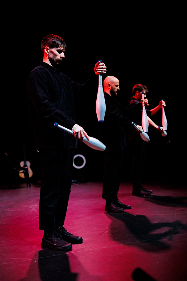 Escalate Performers juggling at Circus Oz Hub 