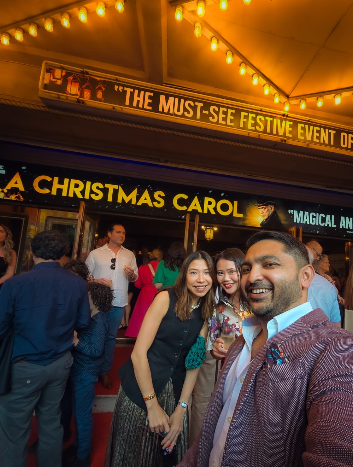 A Christmas Carol at Comedy Theatre Melbourne opening night attended by Roslyn Foo, Raffy and Eleanor Halim