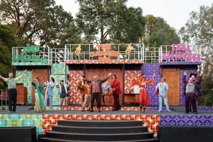 The Merry Wives of Windsor cast performing under the stars at Royal Botanic Gardens Victoria Melbourne 2025