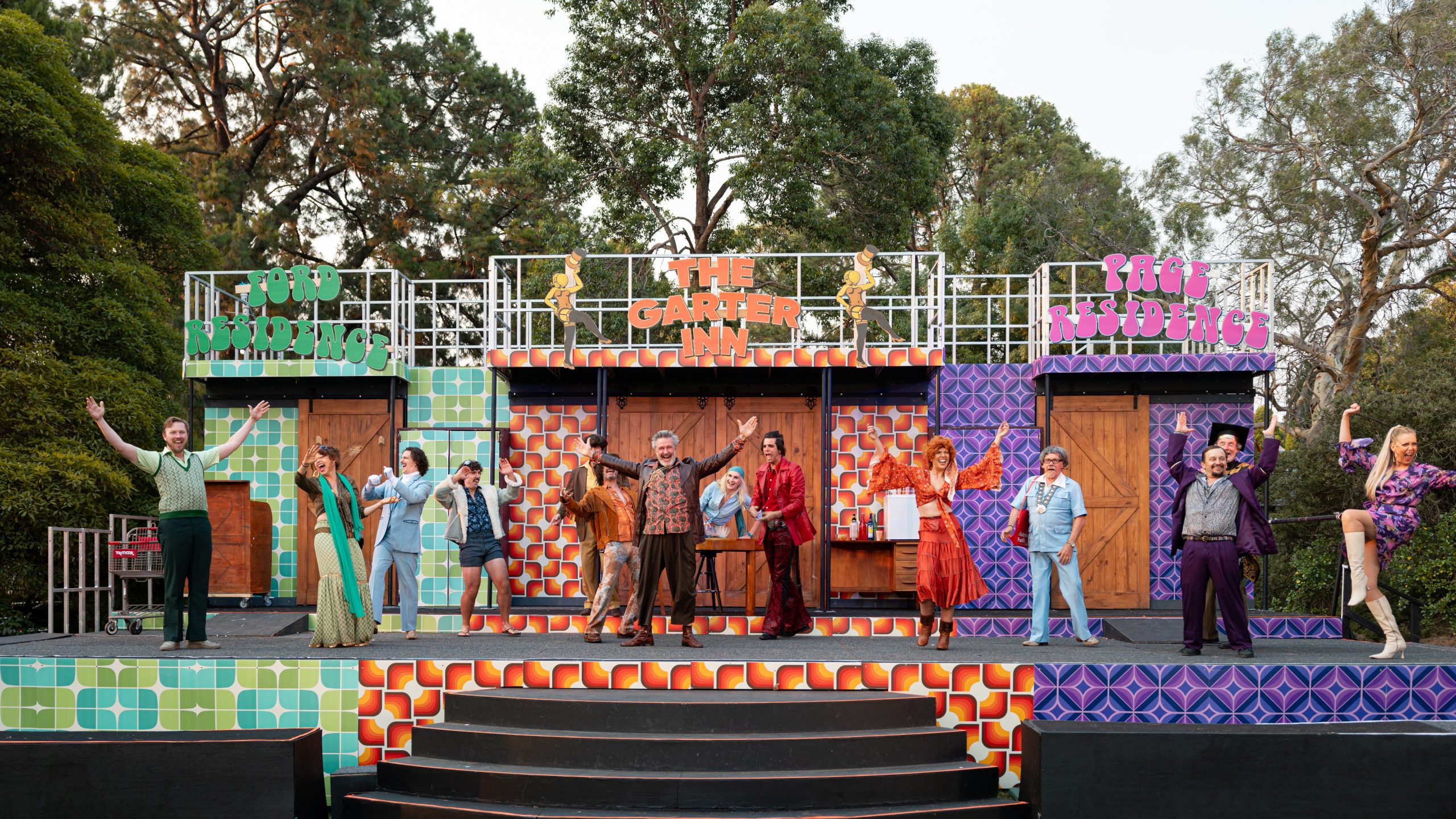 The Merry Wives of Windsor cast performing under the stars at Royal Botanic Gardens Victoria Melbourne 2025