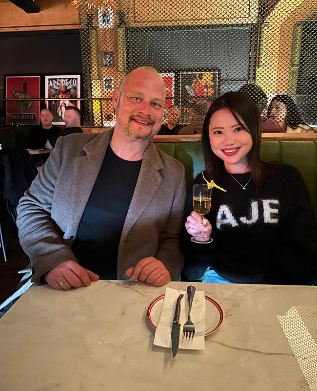 Roslyn sharing a lively conversation with Hamish Goonetilleke, founder of Baby Driver & Beneath Driver Lane in Melbourne