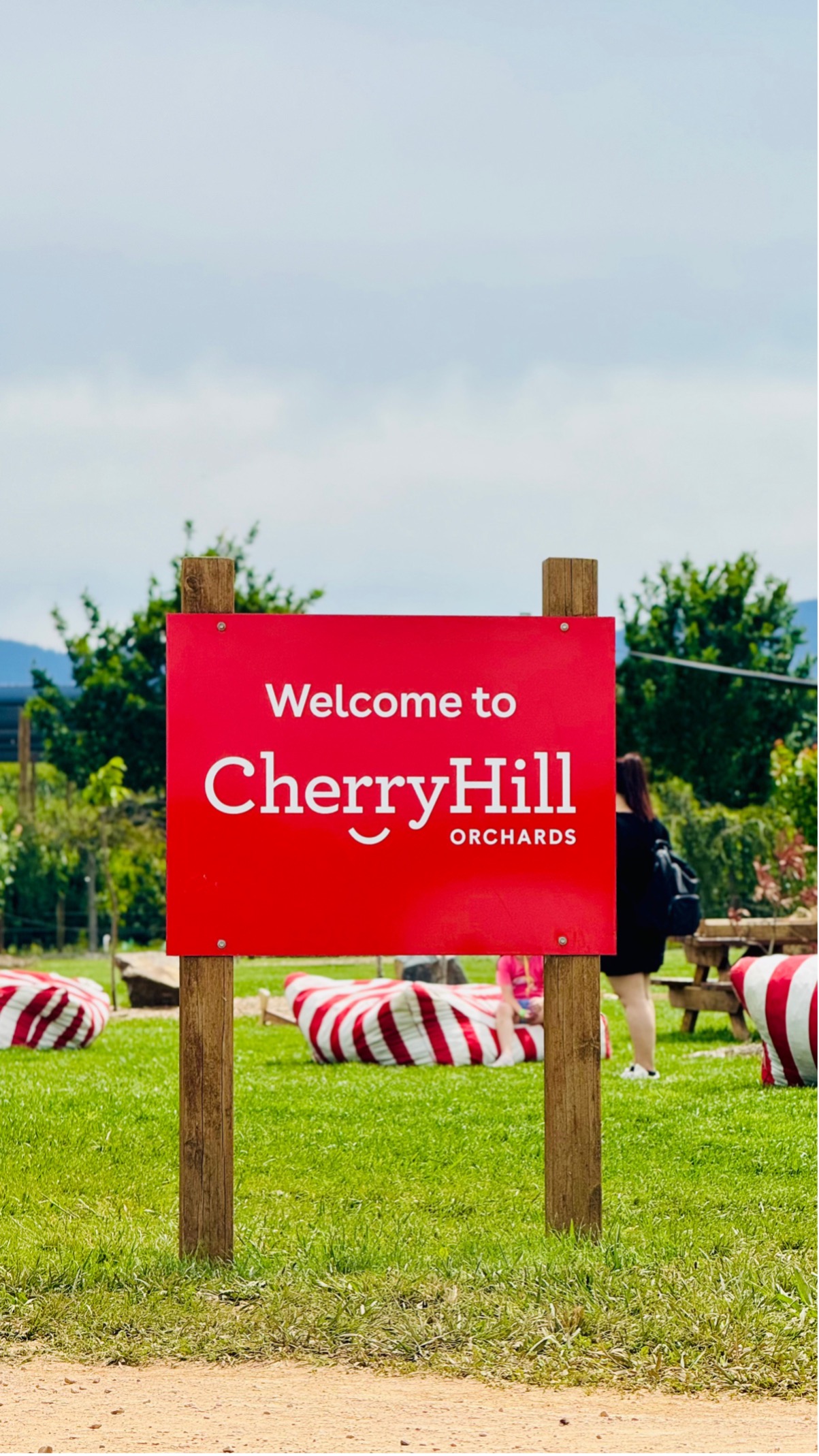 Welcome sign at CherryHill Orchards Coldstream