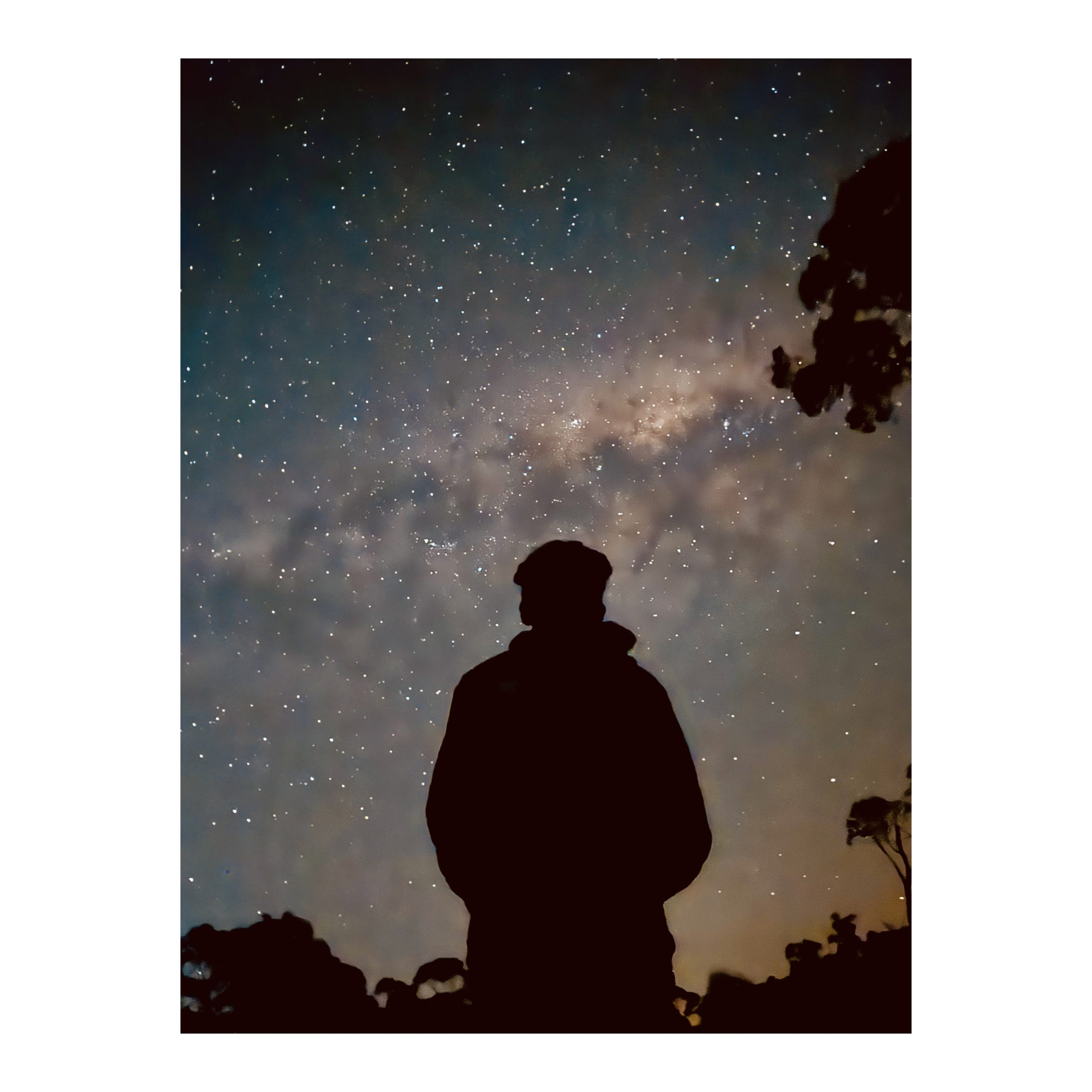 Person stargazing Melbourne night sky with the Milky Way overhead