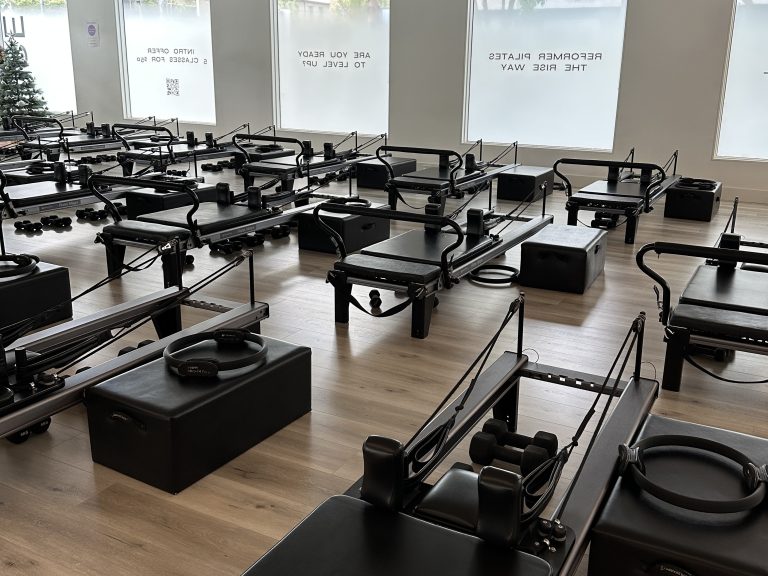 A studio of reformer pilates machines