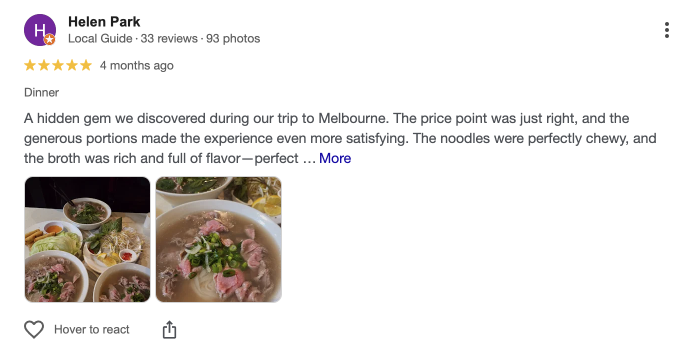 Traditional Vietnamese restaurant frontage in Footscray Melbourne family owned eatery