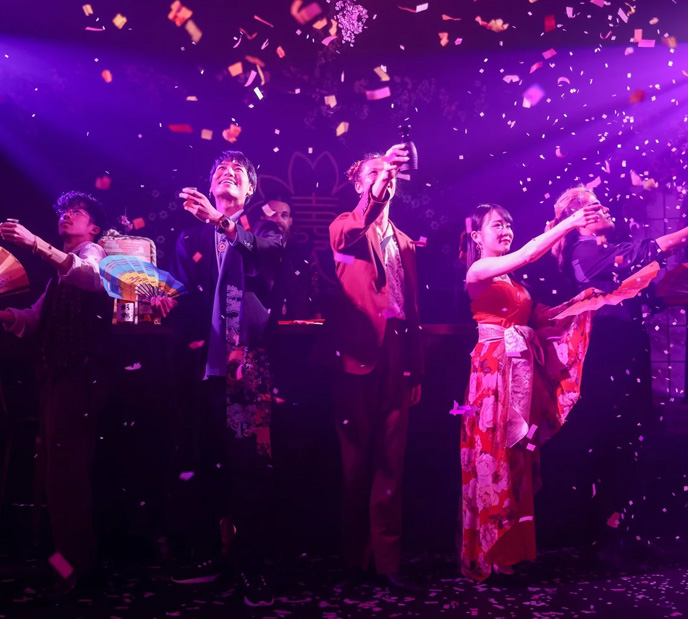 Maho Magic Bar menu listing special drinks and interactive magic tricks with prices.