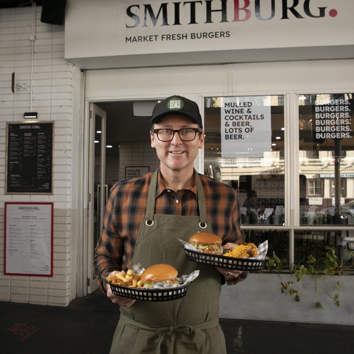 South Melbourne Market, Smithburg serves burgers and fries in American-style.