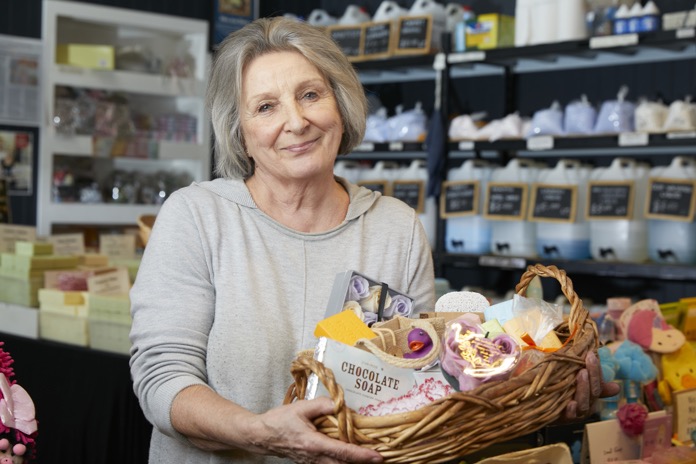 South Melbourne Market, meeting Grace, who is the owner of The Soap Shop, introducing a basket of handmade natural soaps.