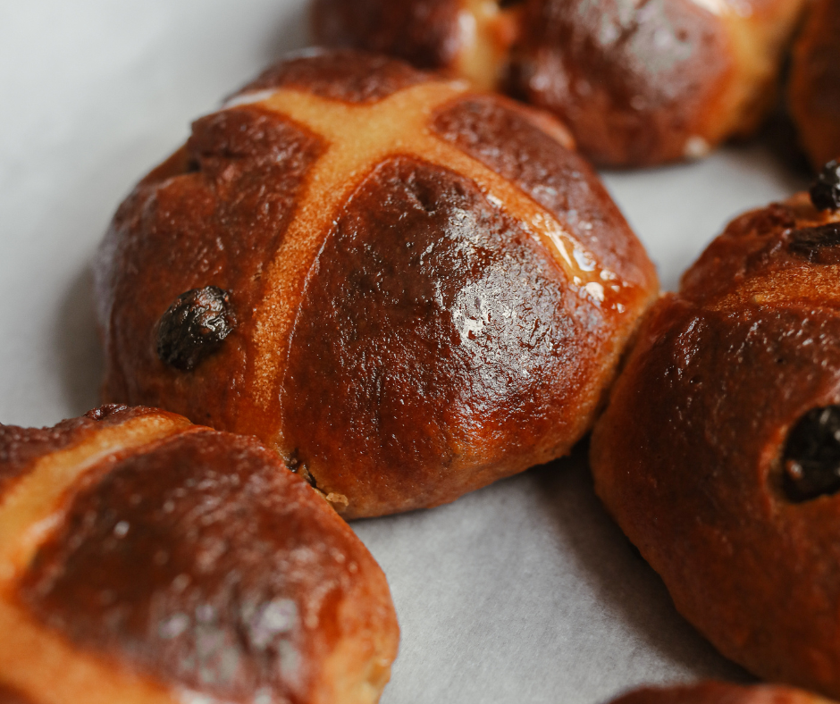 Drom Bakery hot cross bun Melbourne Easter 2026 with glossy glaze