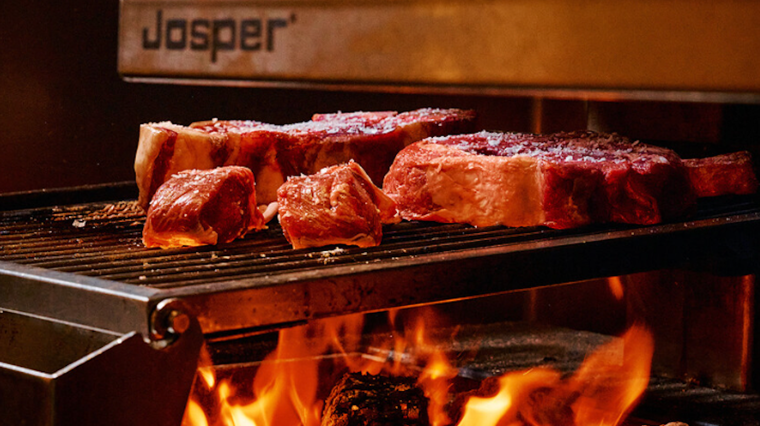 Josper grill Melbourne — prime beef cuts over live charcoal fire at Grill Americano Melbourne CBD