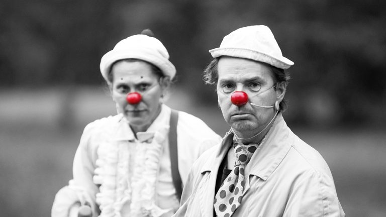 Estonian clown duo Piip and Tuut performing at Melbourne International Comedy Festival 2026 at ACMI Gandel Lab, Federation Square