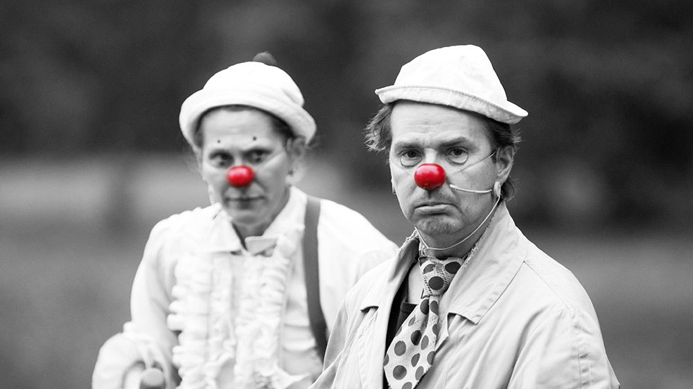 Estonian clown duo Piip and Tuut performing at Melbourne International Comedy Festival 2026 at ACMI Gandel Lab, Federation Square