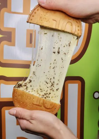 Squid and Things crispy noodle mozzarella cheese stick with cheese pull at Hawker 88 Night Market Melbourne