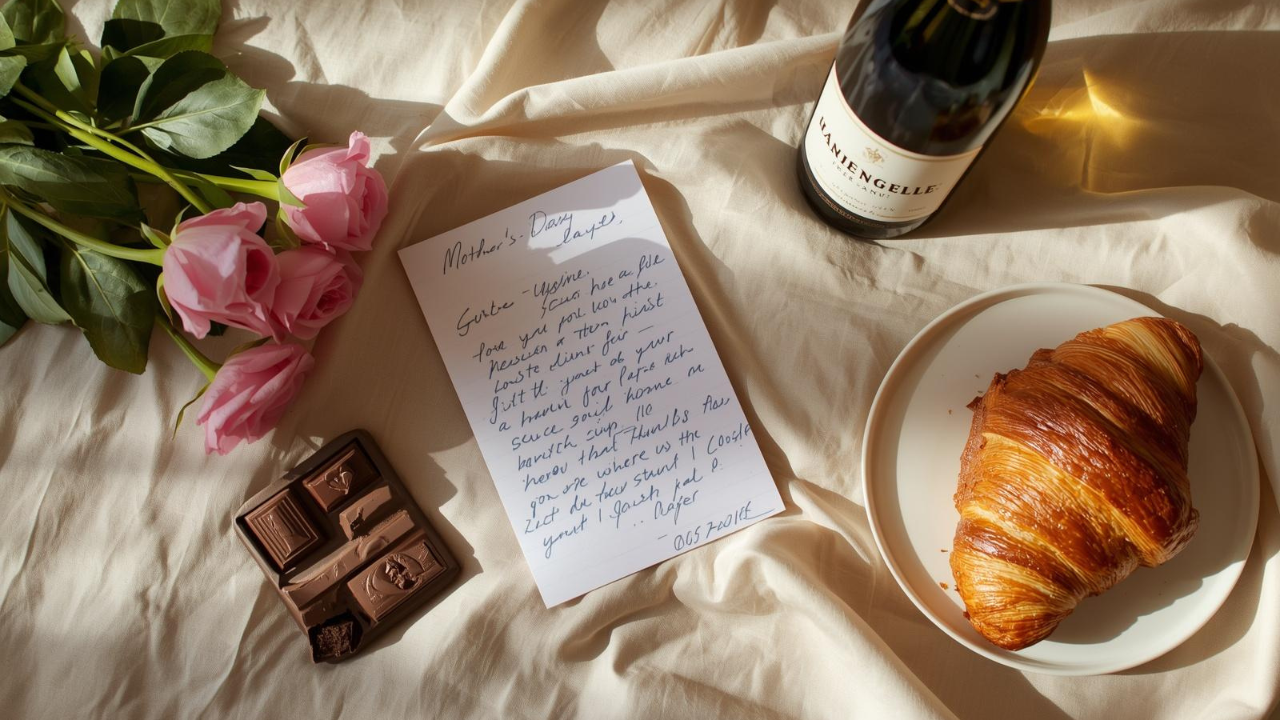 Last-minute Mother's Day gift ideas in Melbourne including flowers, a handwritten letter, chocolates and breakfast in bed