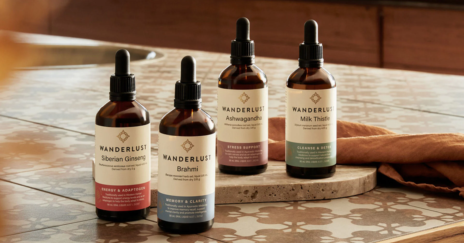 Wanderlust women's supplements collagen NMN and ashwagandha arranged in a gift basket with a handwritten note for Mother's Day