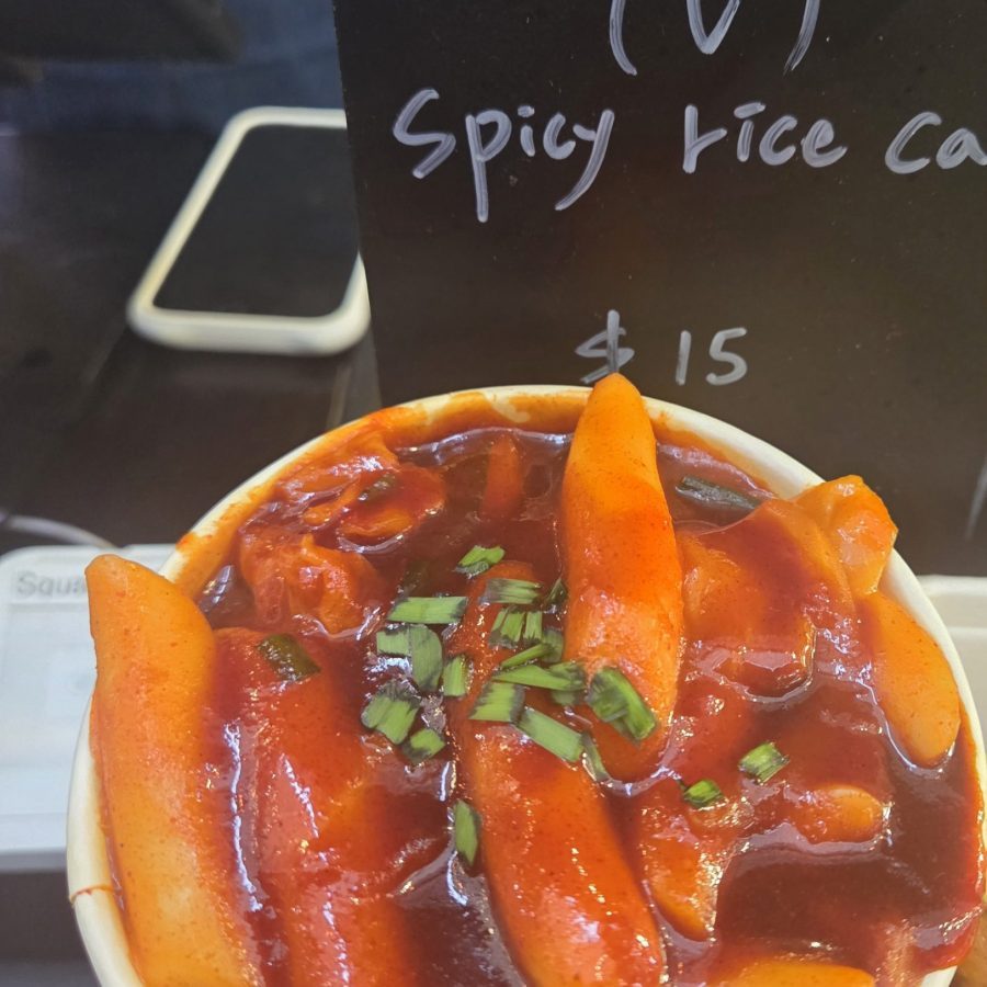Lui Boss tteokbokki Korean spicy rice cakes in gochujang sauce $8.80 at Hawker 88 Night Market Melbourne